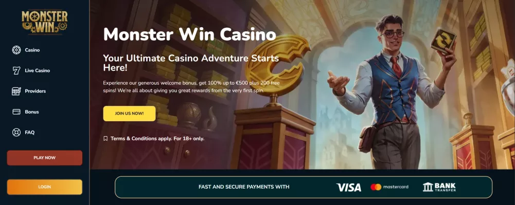 Monsterwin Casino Bonus 500 Euro und 200 Freispiele